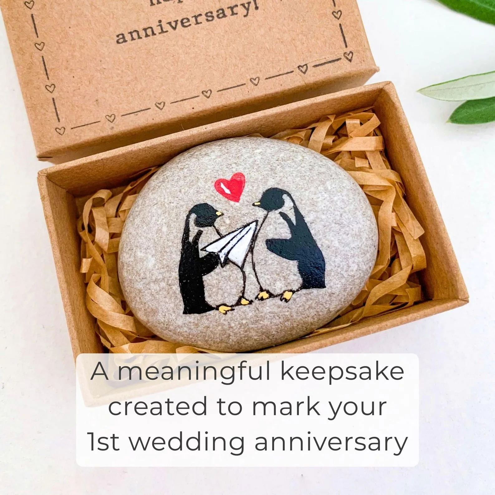Exact Etsy listing image of Personalized Paper Penguin Pebble Keepsake