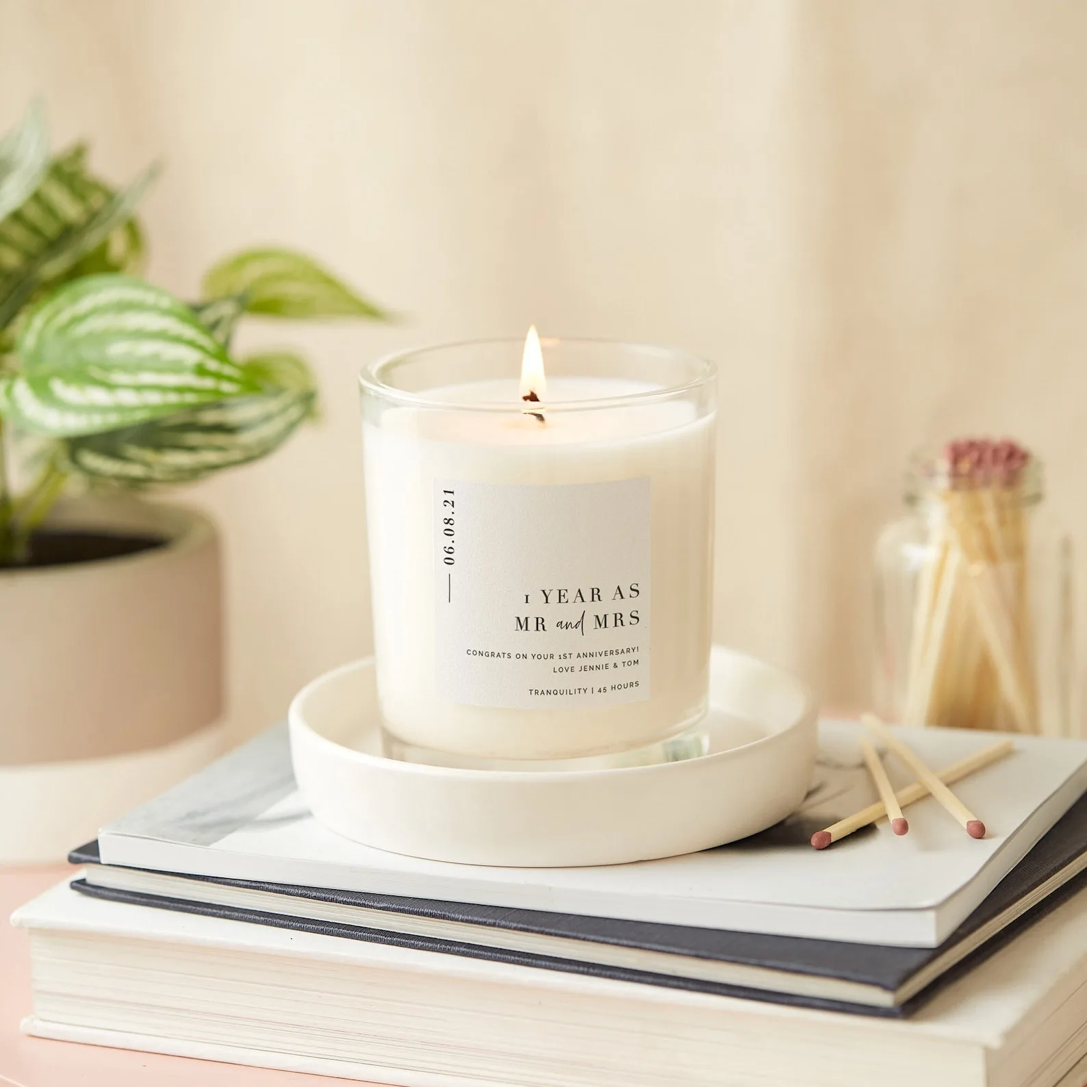 Exact Etsy listing image of Personalized Soy Anniversary Candle