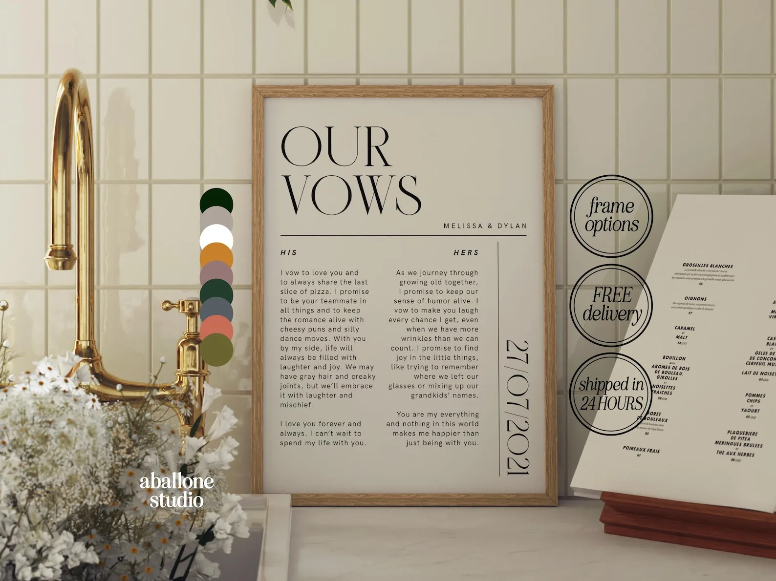 Exact Etsy listing image of Custom Wedding Vows Print