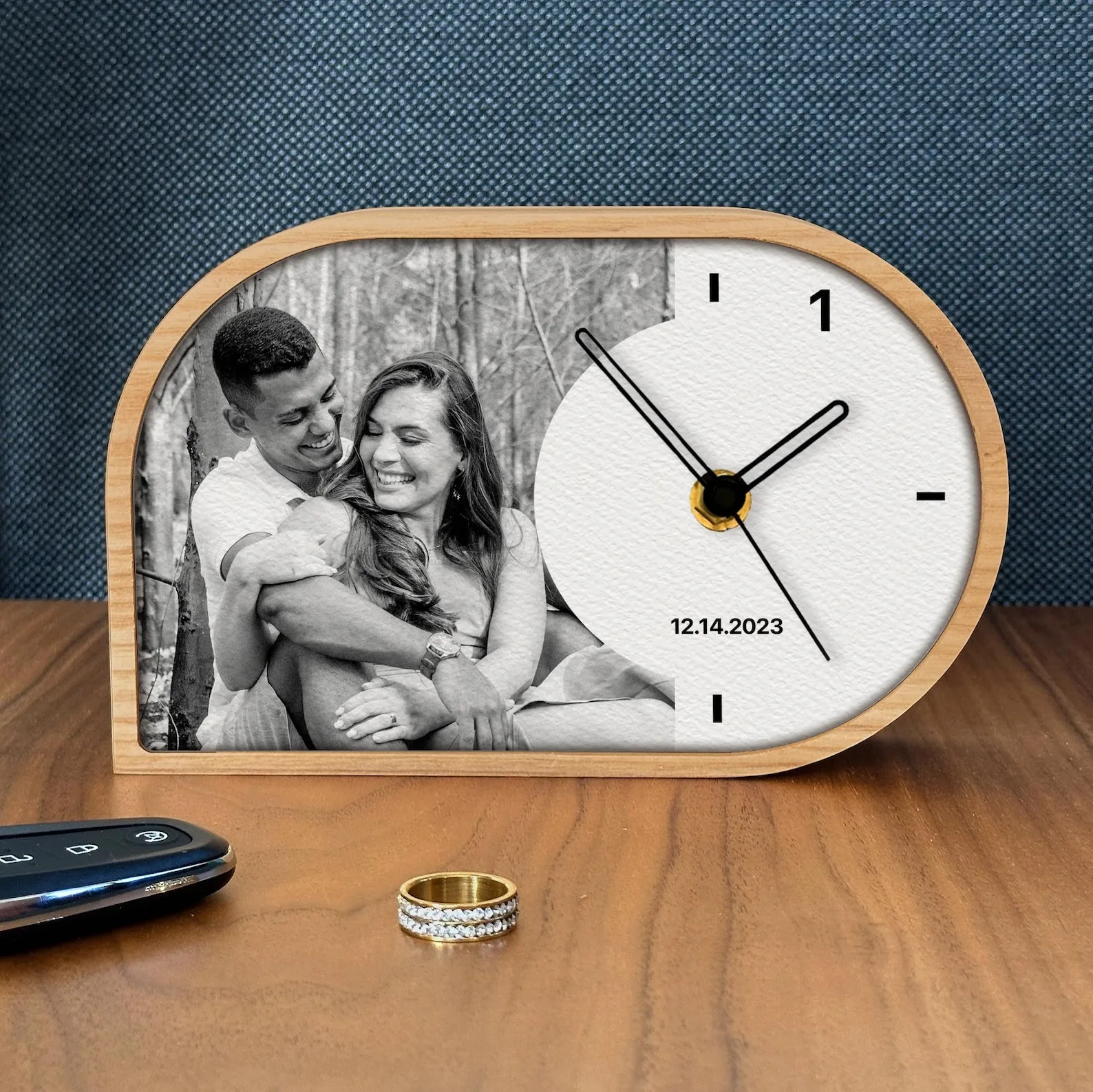 Exact Etsy listing image of Personalized Paper Anniversary Desk Clock