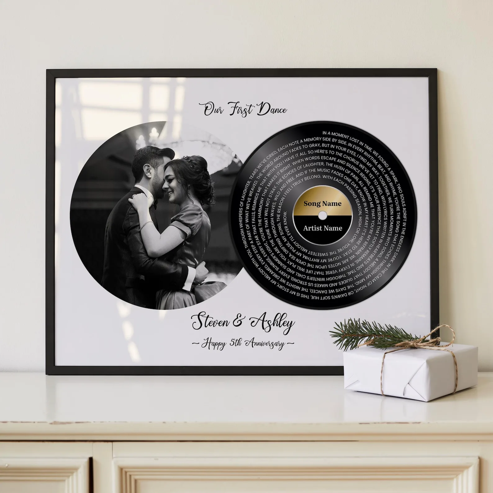Exact Etsy listing image of Personalized Wedding Song Lyrics Print