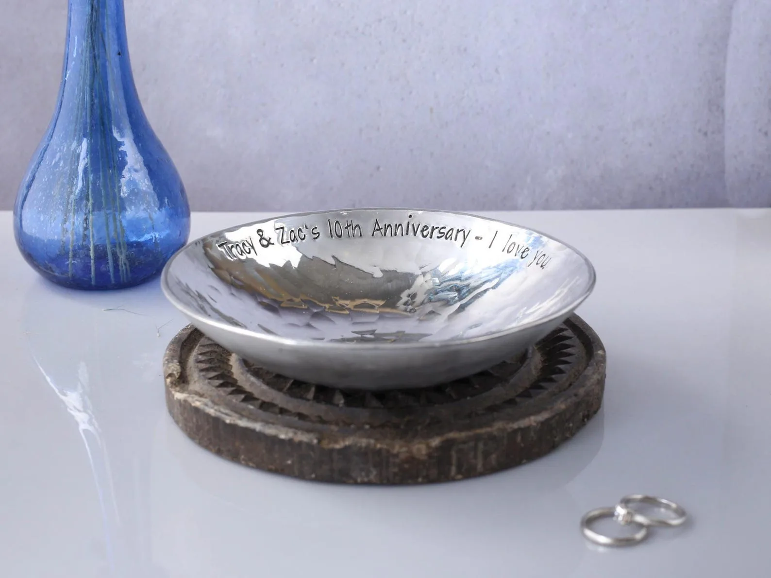 Exact Etsy listing image of Personalized Aluminum Anniversary Bowl
