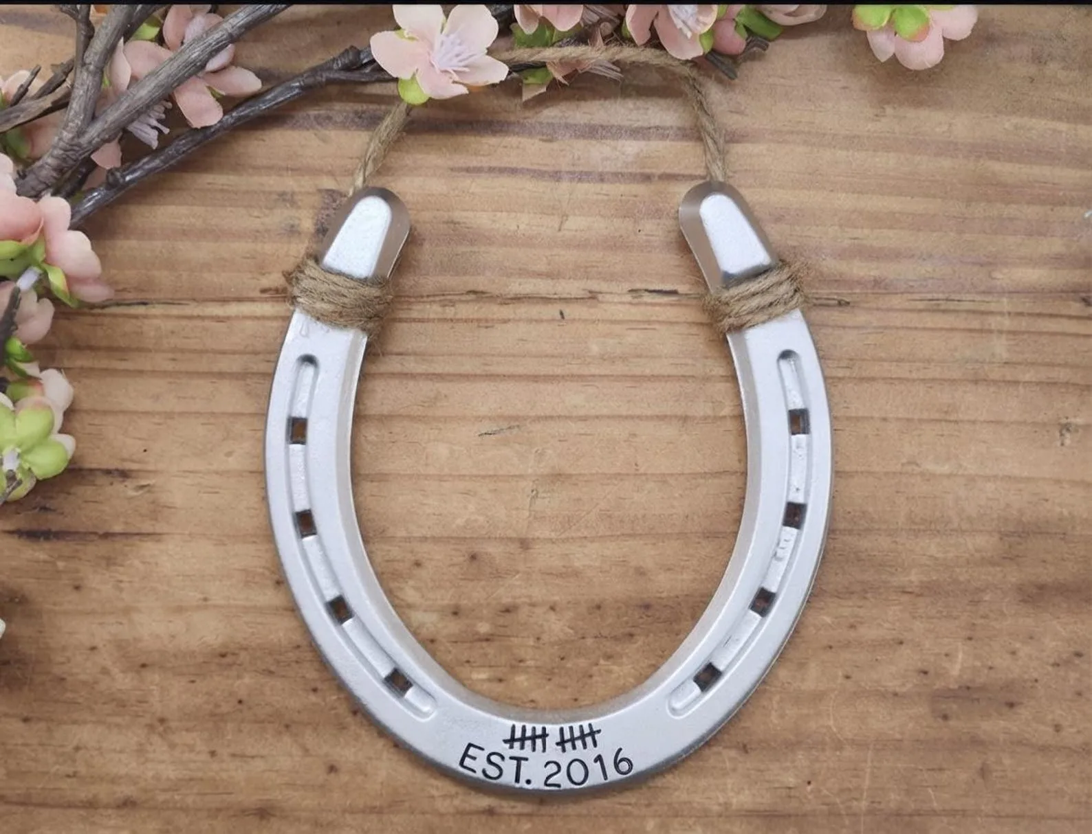 Exact Etsy listing image of Personalized Tin Horseshoe