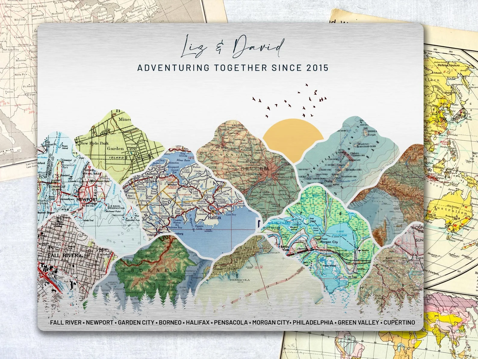 Exact Etsy listing image of Personalized Aluminum Mountain Print