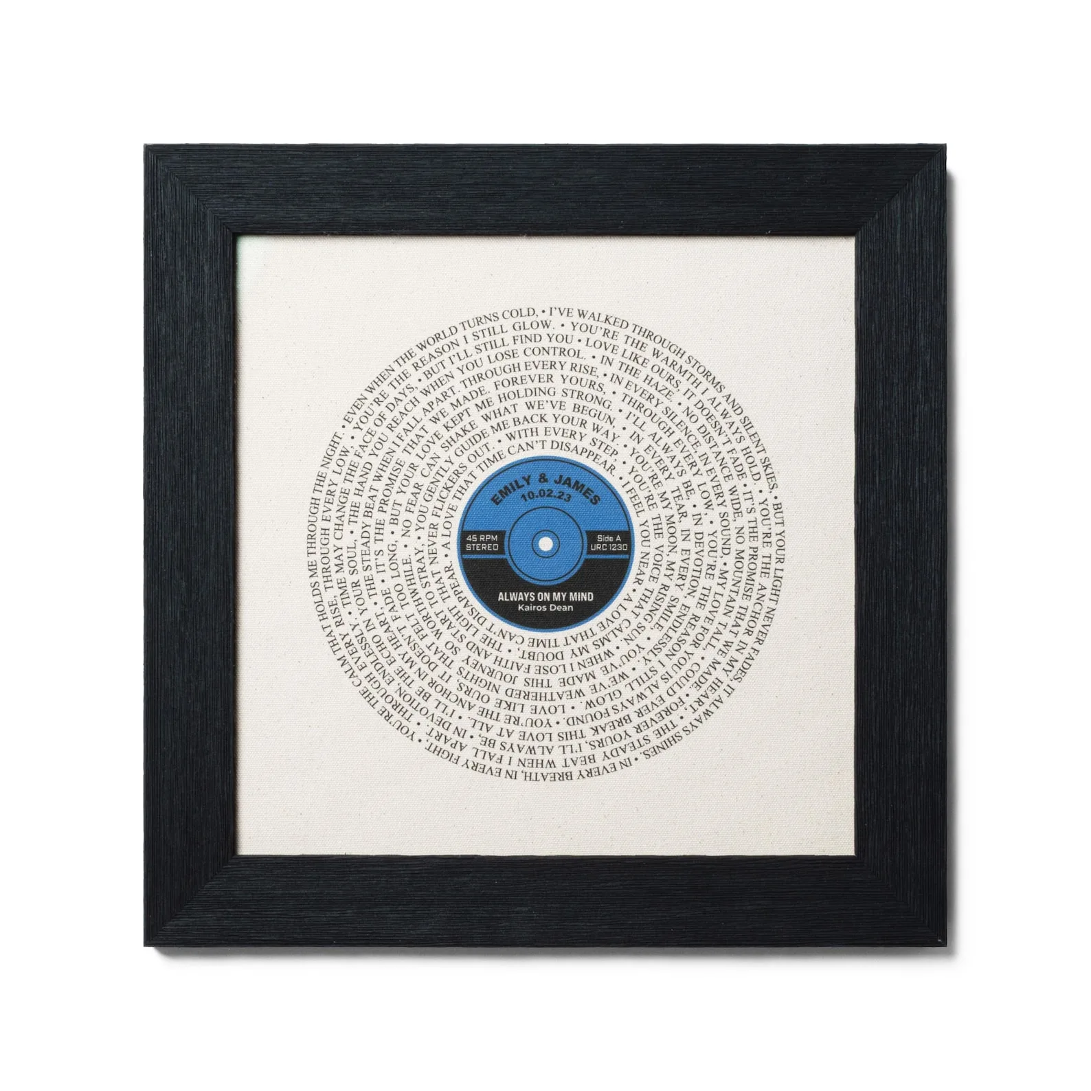 Exact Etsy listing image of Personalized Cotton First-Dance Song Print