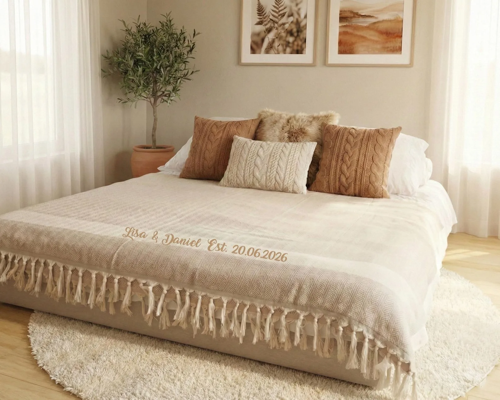 Exact Etsy listing image of Personalized Cotton Anniversary Blanket