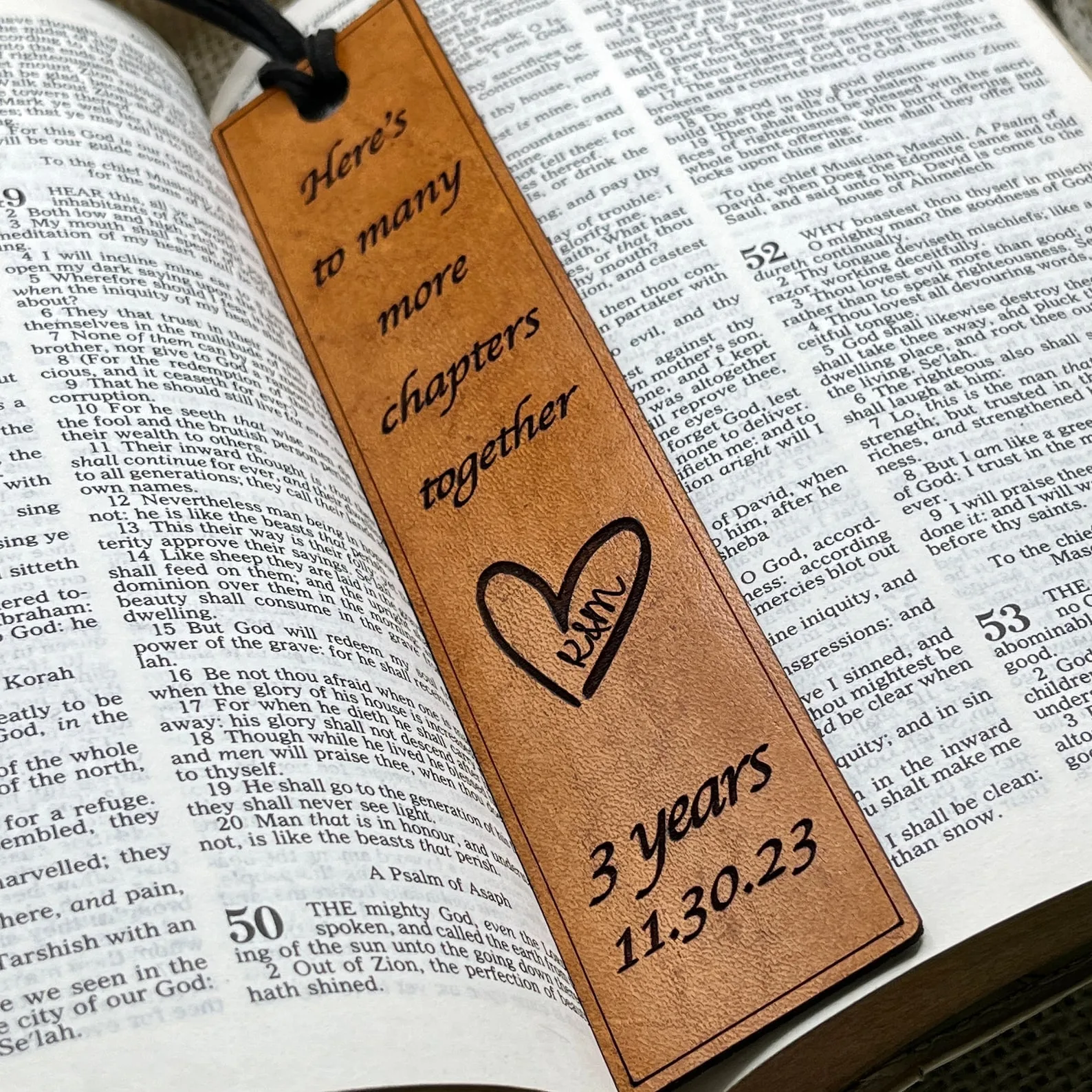Exact Etsy listing image of Personalized Leather Bookmark