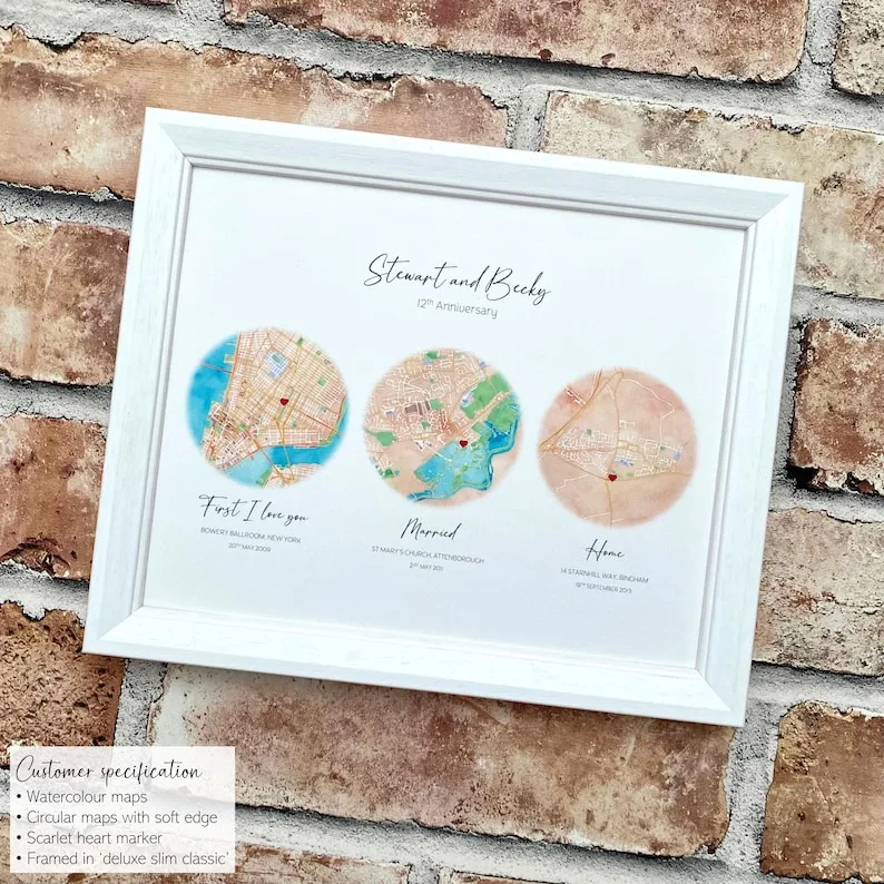 Exact Etsy listing image of Custom Silk Map Love Story Print