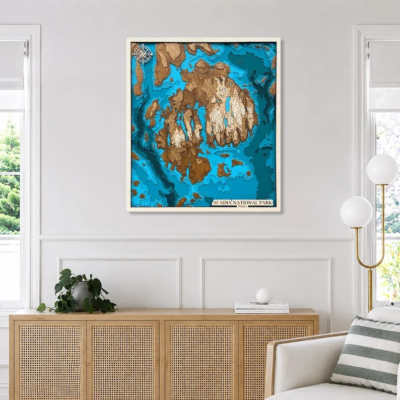Exact Etsy listing image of Personalized Wood Map Artwork