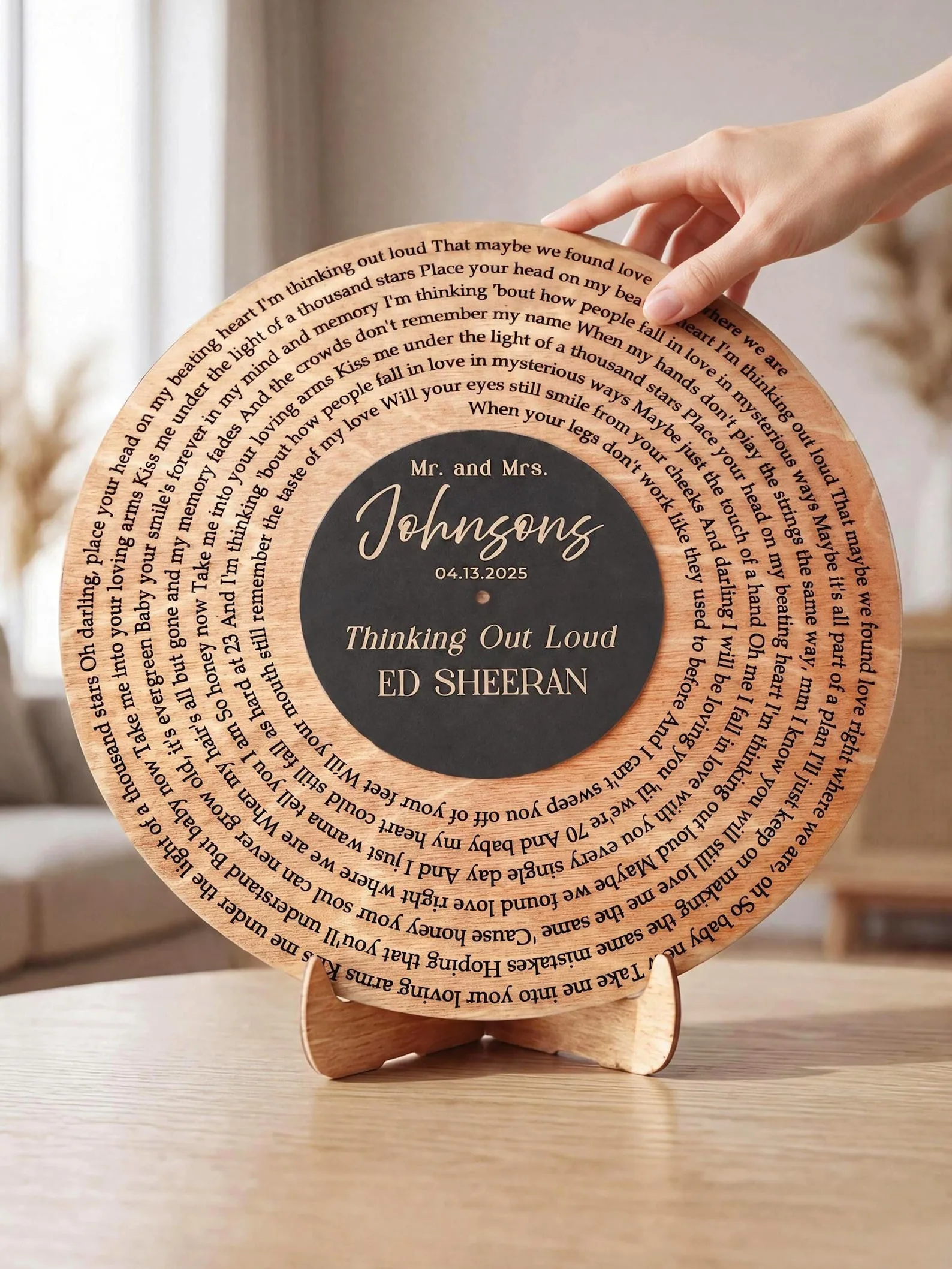 Exact Etsy listing image of Personalized Wedding Song Wood Print
