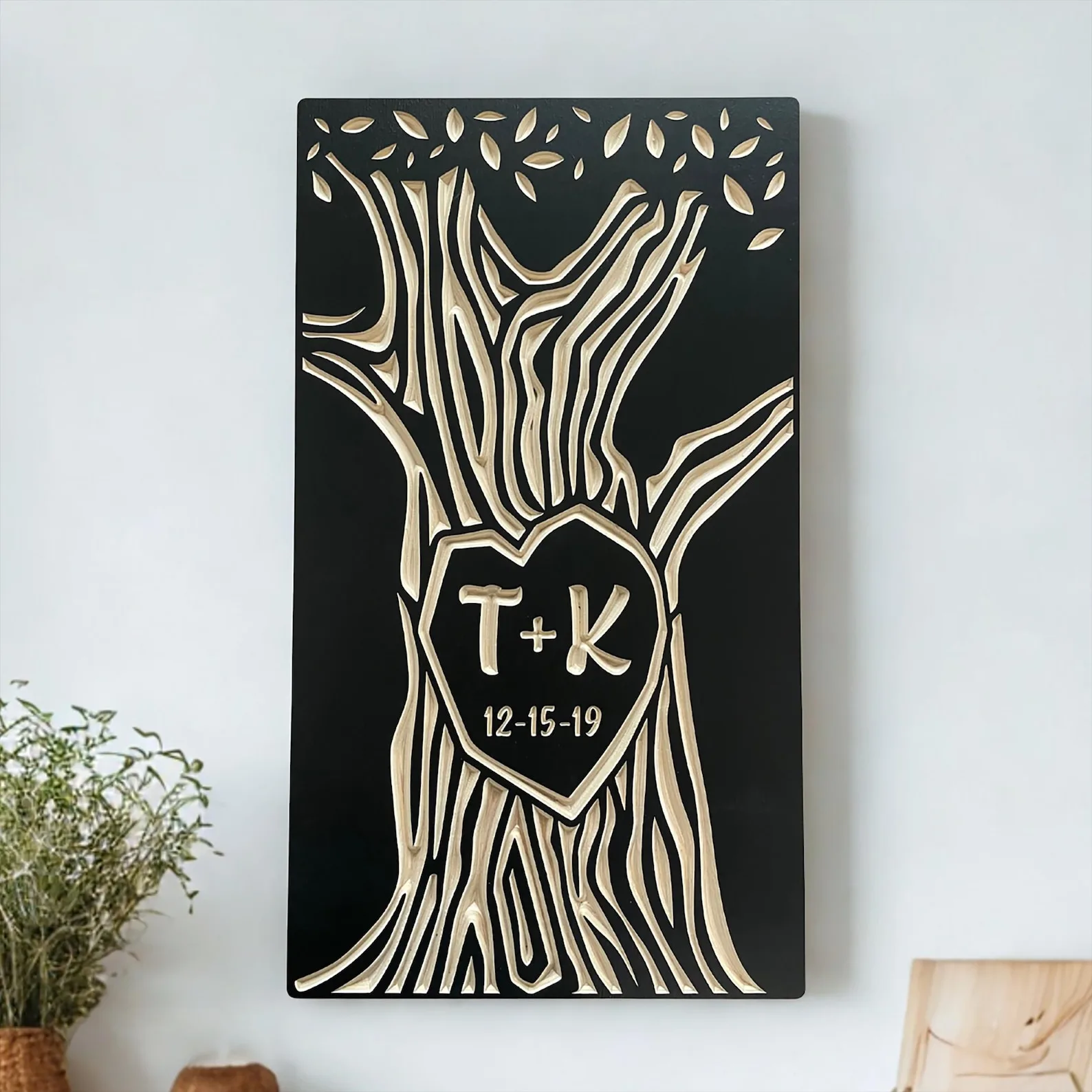 Exact Etsy listing image of Personalized Wood Tree Plaque