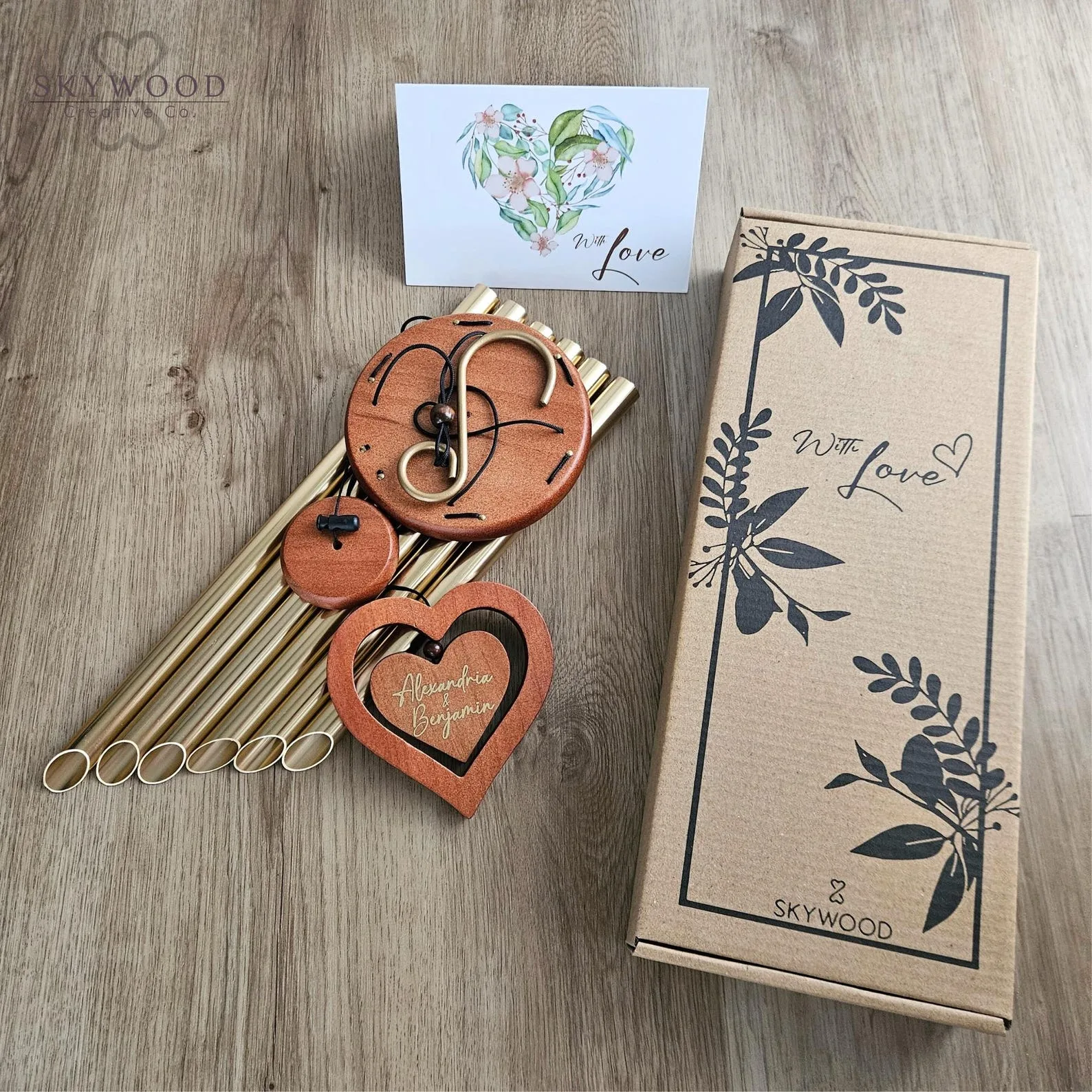 Exact Etsy listing image of Personalized Pine Wind Chime