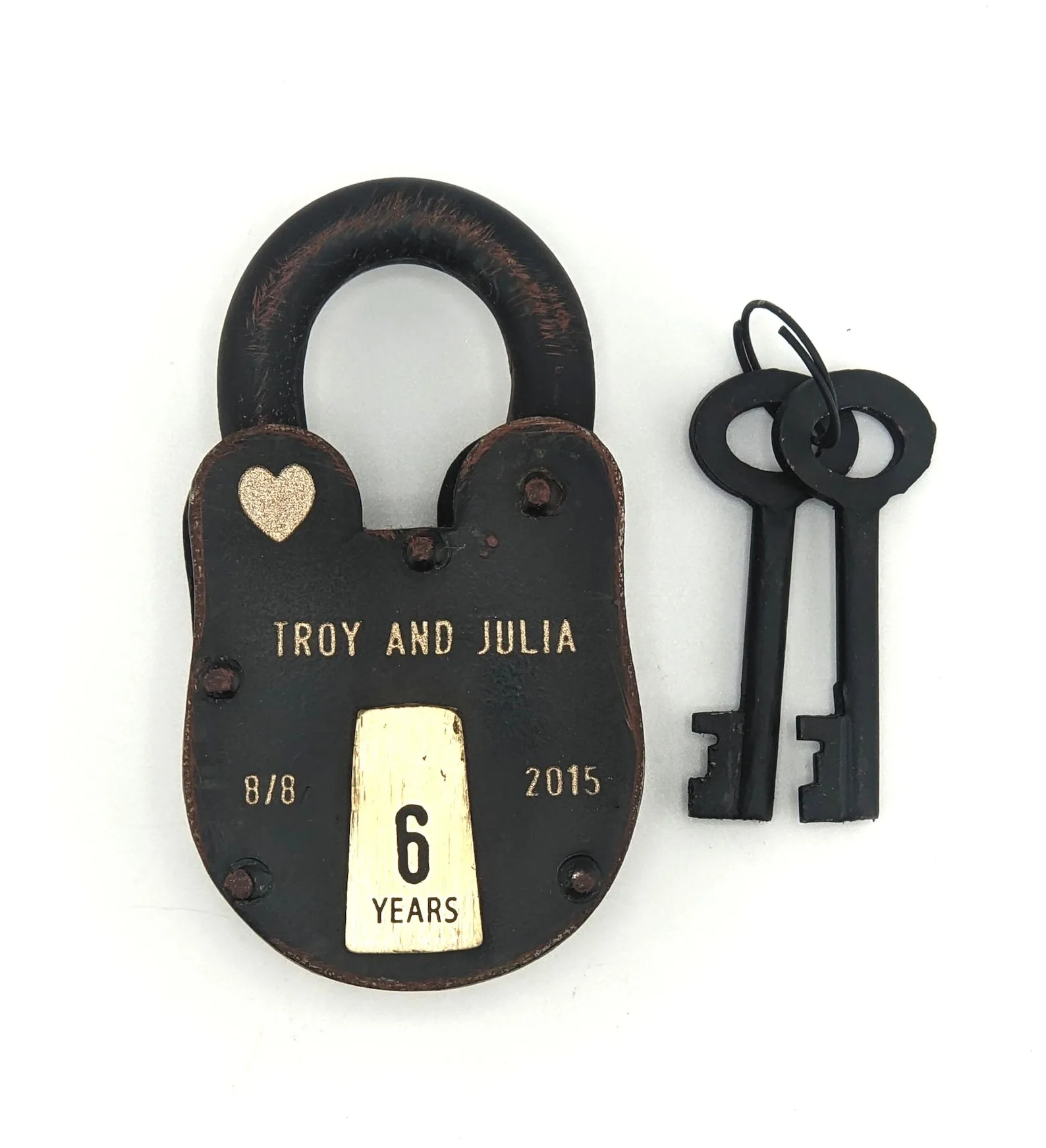 Exact Etsy listing image of Personalized Iron Lock-and-Key Keepsake