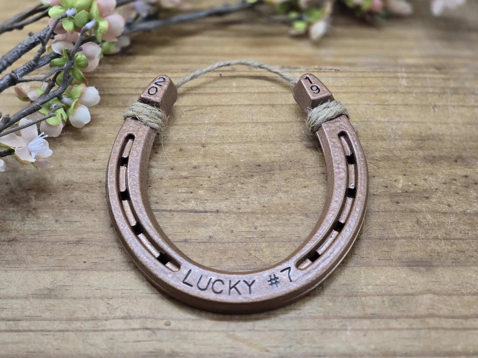 Exact Etsy listing image of Engraved Copper Horseshoe