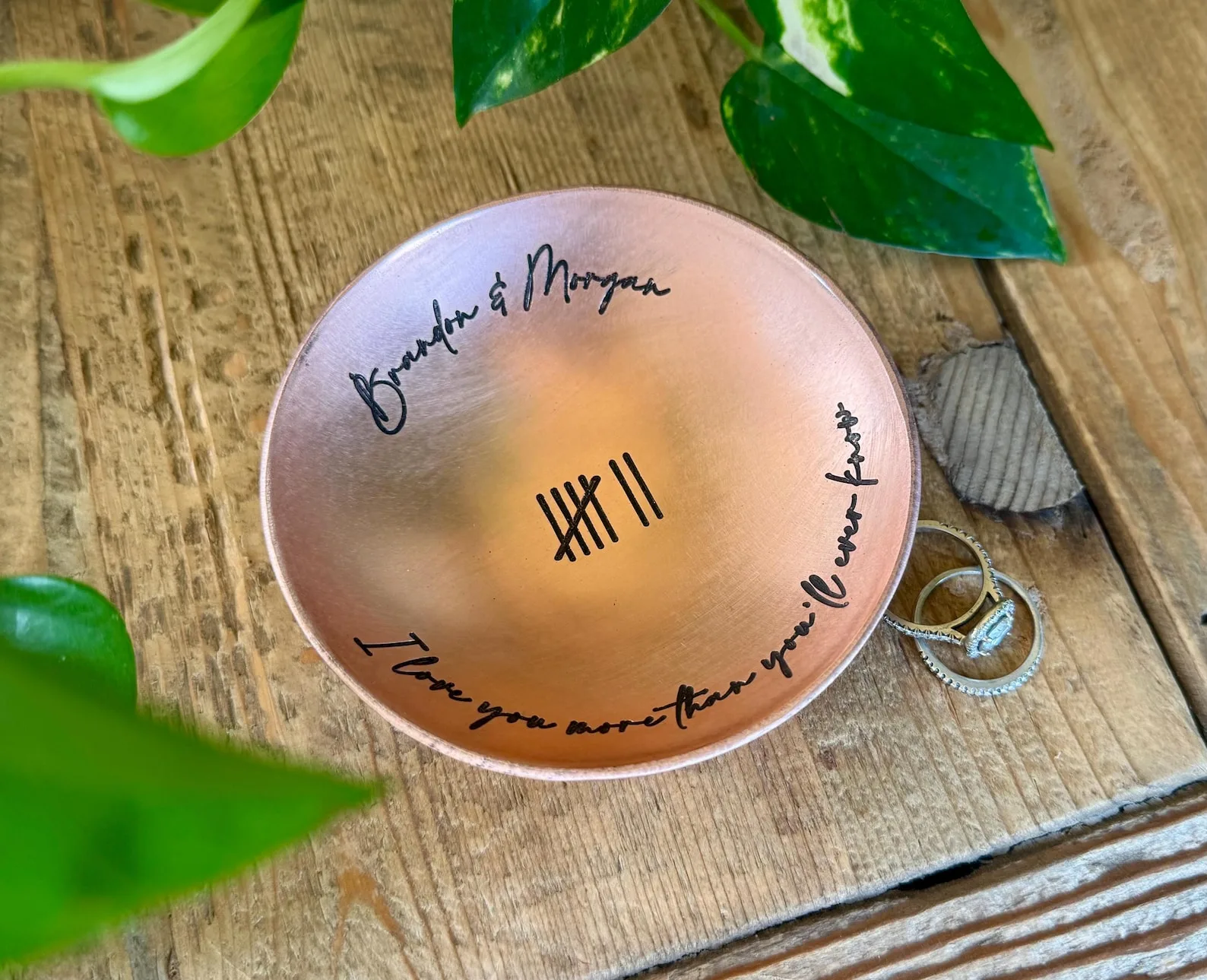 Exact Etsy listing image of Personalized Copper Ring Dish