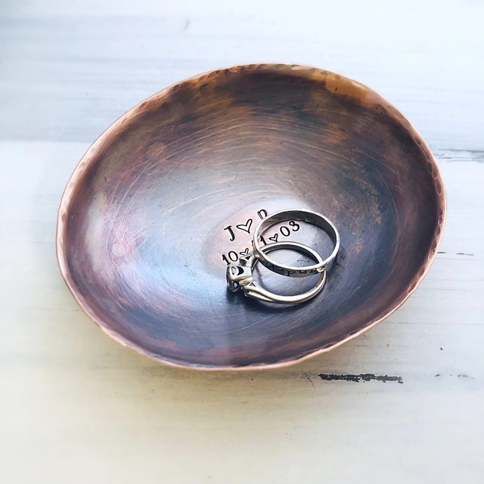 Exact Etsy listing image of Hammered Copper Ring Dish