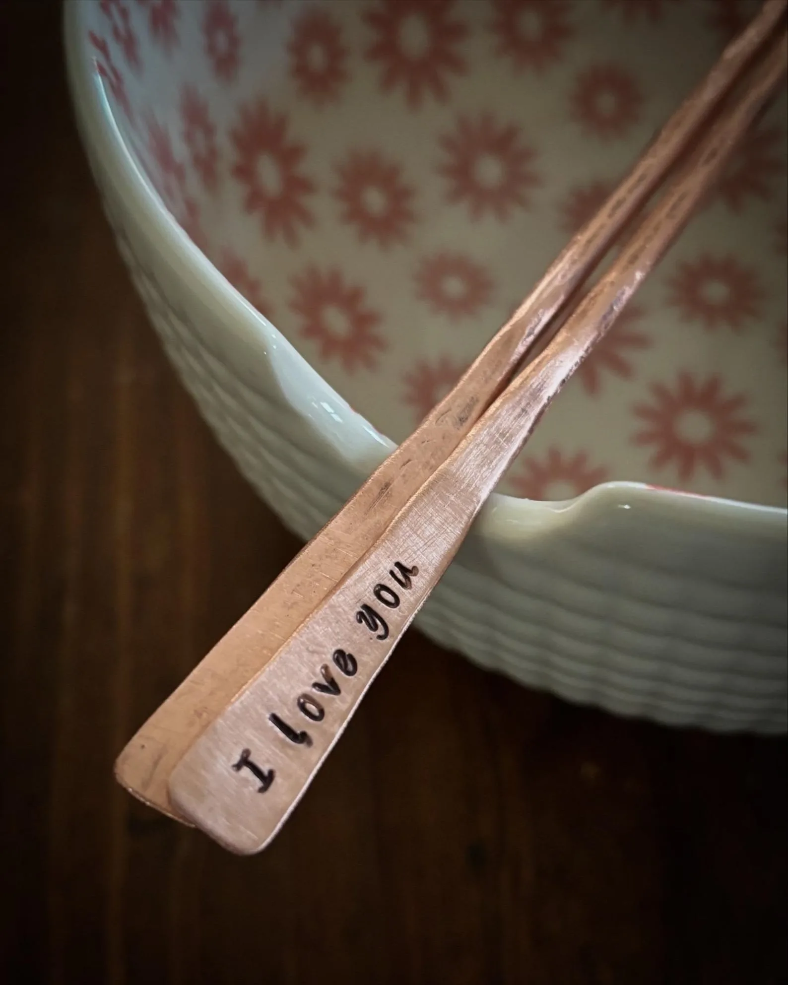 Exact Etsy listing image of Engraved Solid Copper Chopsticks