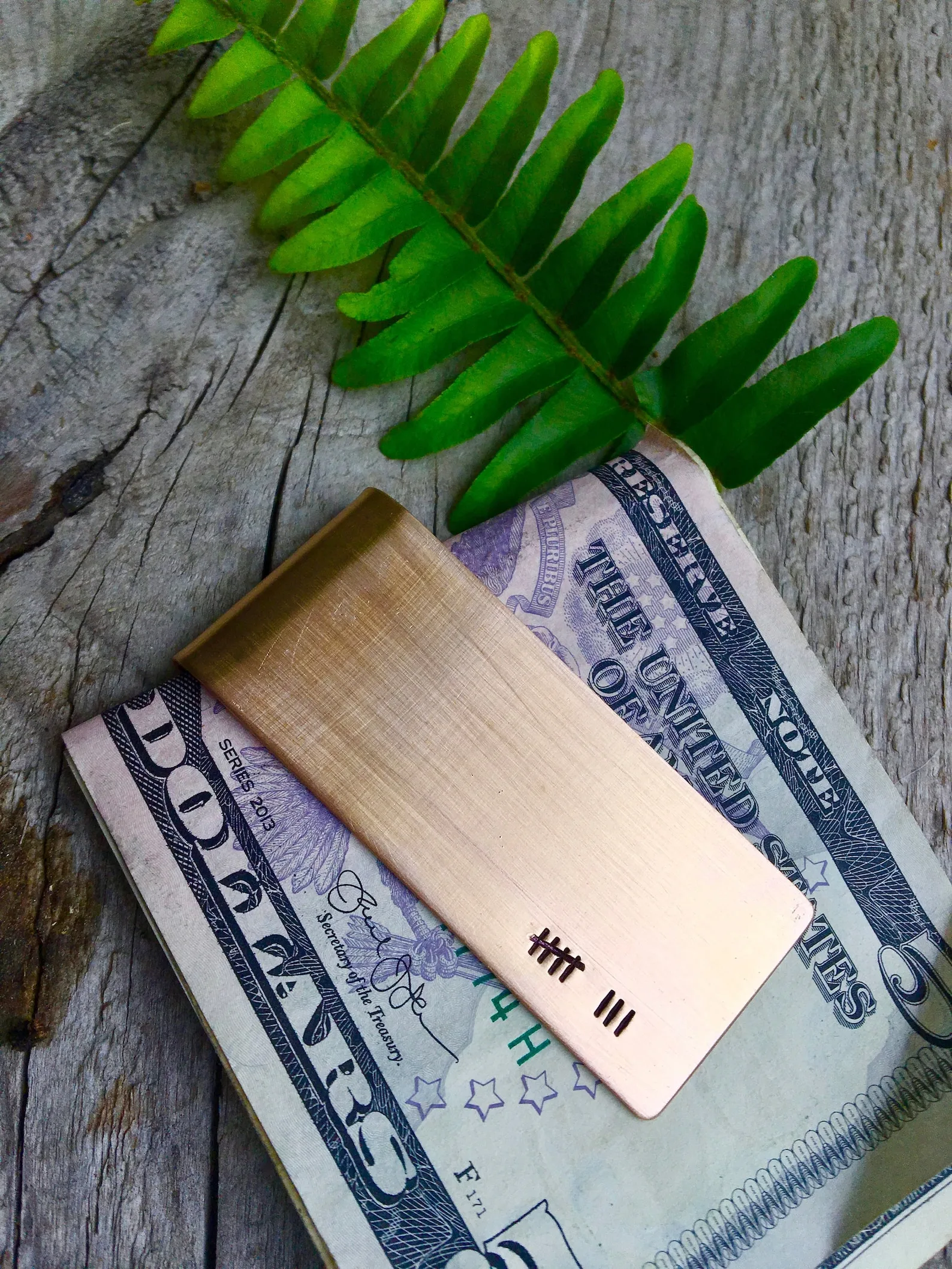 Exact Etsy listing image of Personalized Bronze Money Clip