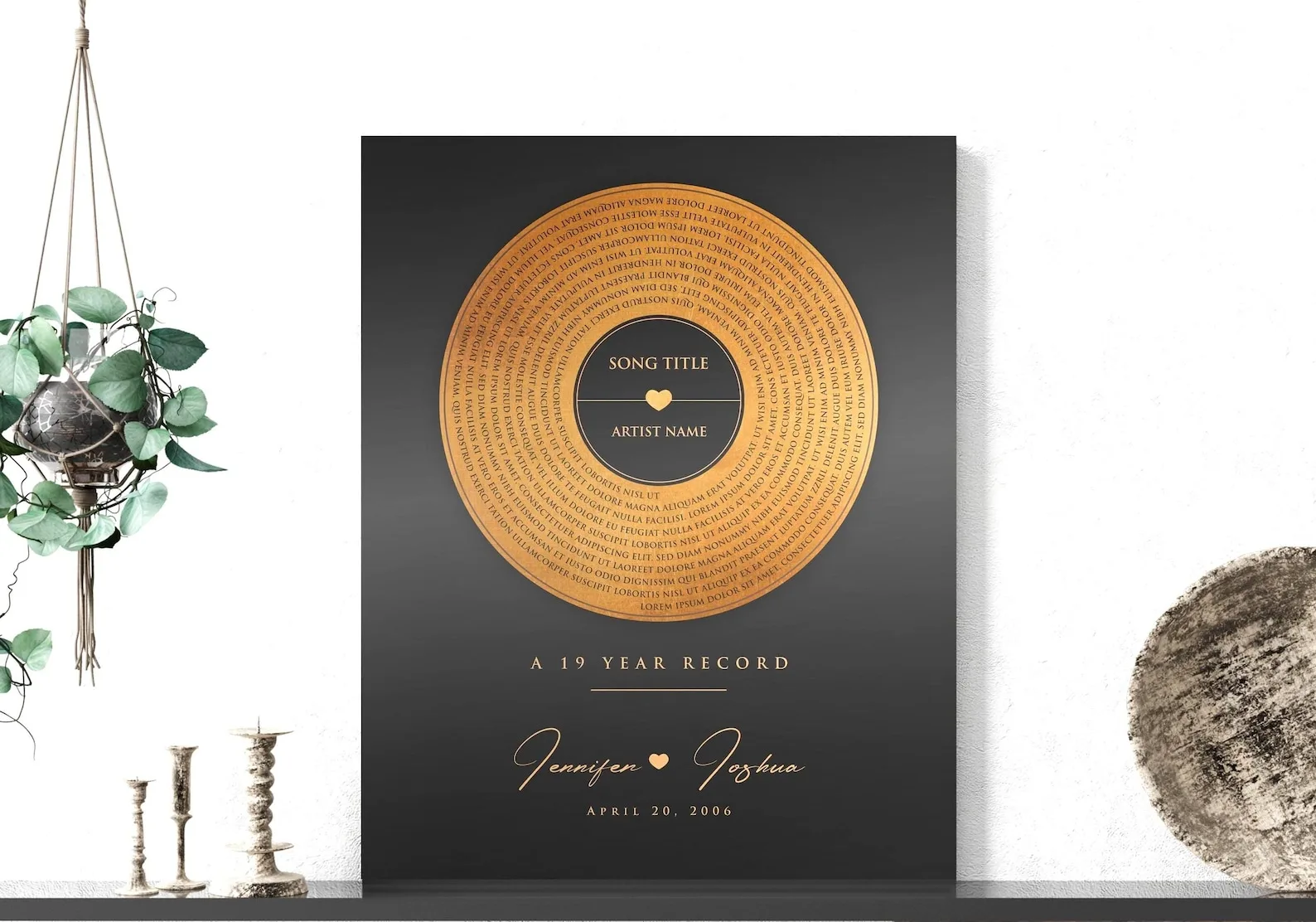 Exact Etsy listing image of Personalized Bronze Anniversary Record