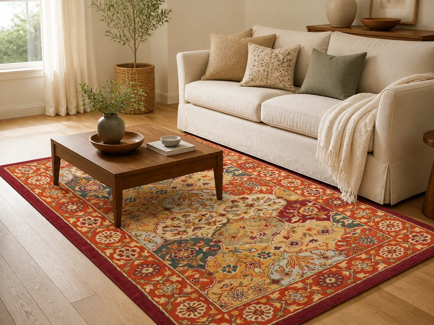 Red traditional medallion wool area rug from the SAFAVIEH Heritage collection
