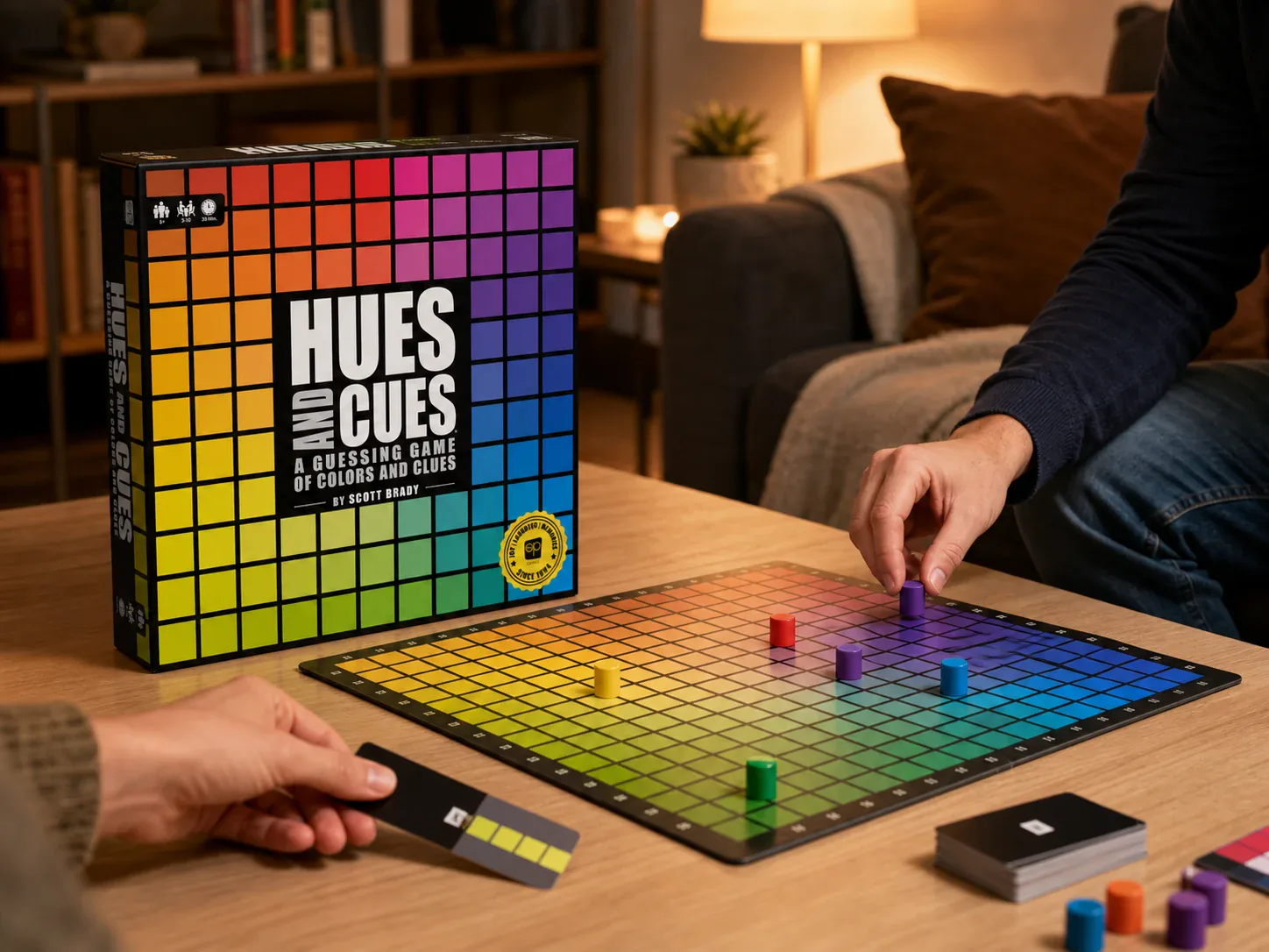 Hues and Cues colorful grid board game box