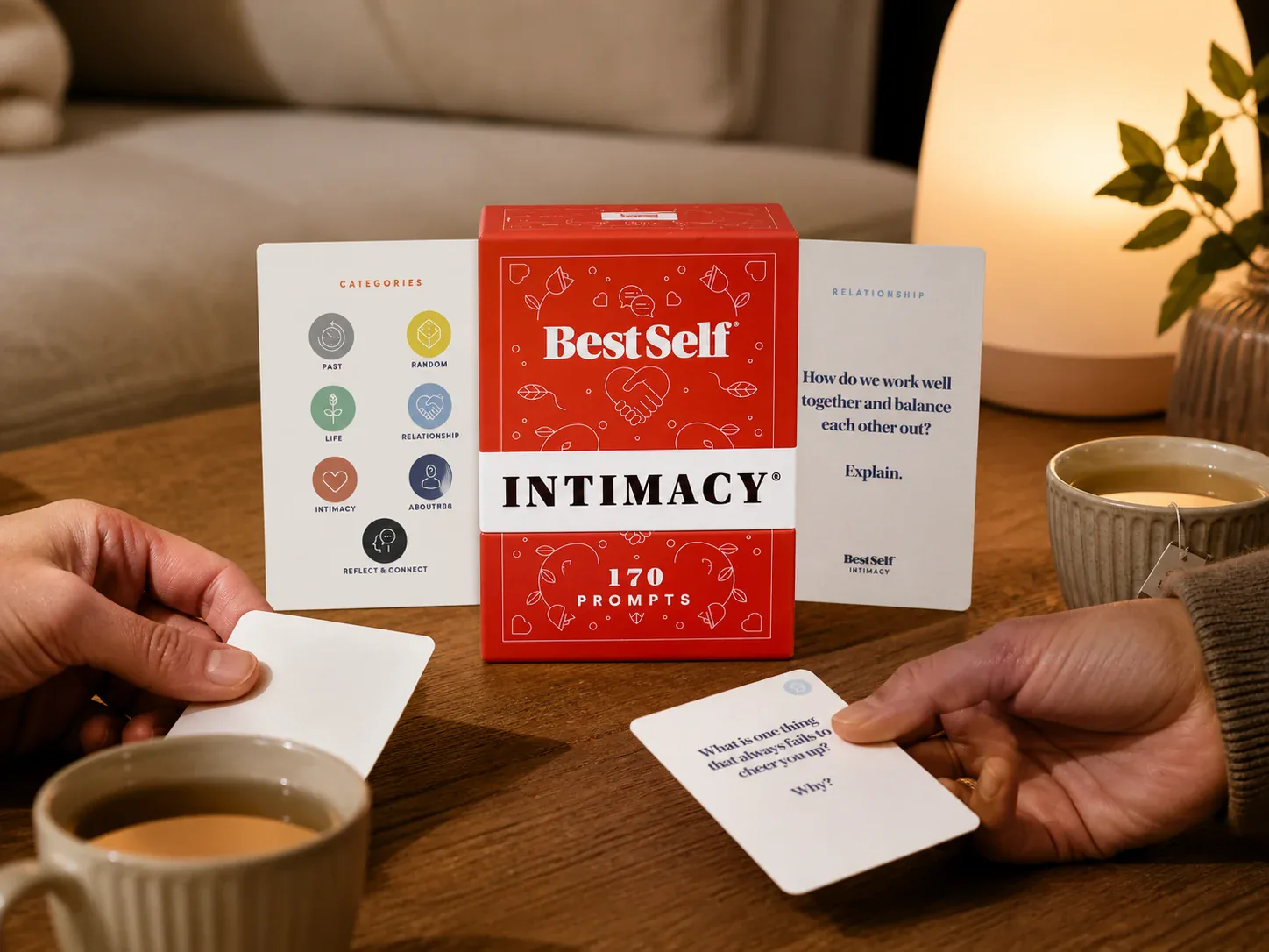 BestSelf Intimacy Deck box with sample relationship conversation cards